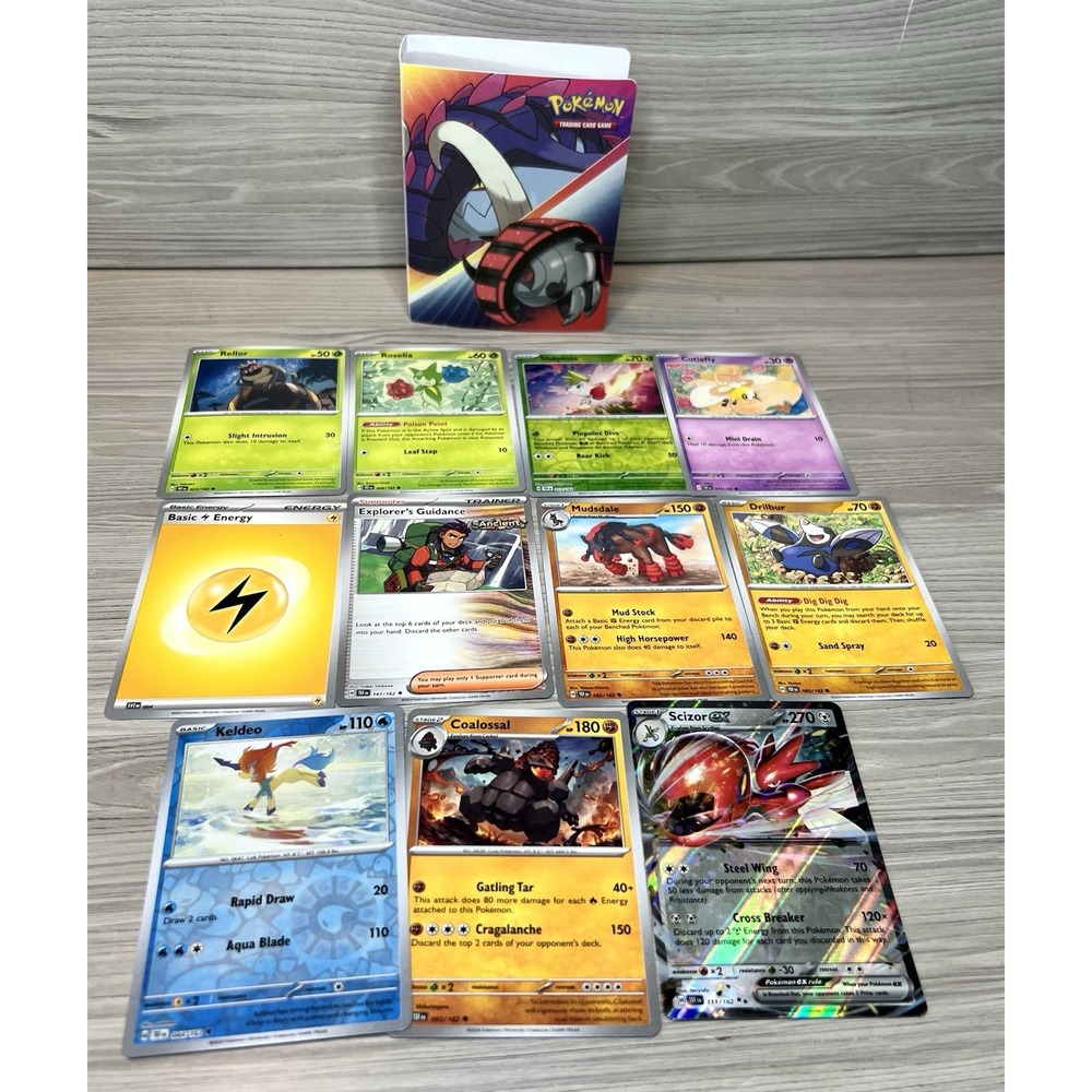 Pokémon Card Lot 11 +Card Holder Scizor ex 111/162 Holos & Rares Temporal Forces